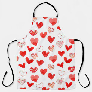 Tablier Aquarelle isolée illustrée rouge coeur d'amour pa