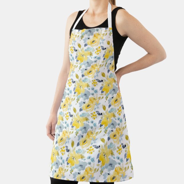 Tablier Aquarelle jaune et bleu Motif (Insitu)