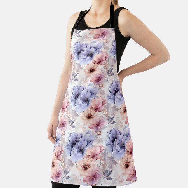 Tablier Aquarelle Lavande rose Pastel Fleurs Printemps (Insitu)