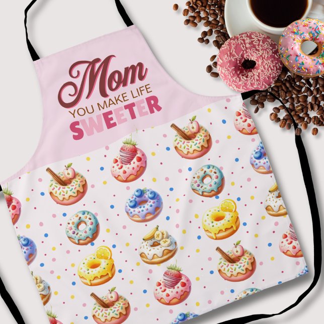 Tablier Aquarelle mignonne Donut Maman Tu Rends La Vie Plu (Créateur téléchargé)