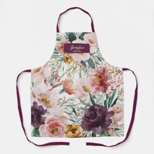 Tablier Aquarelle moderne florale violet élégant grand-m