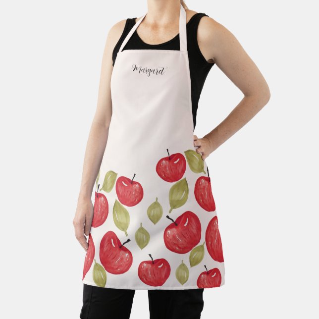 Tablier Aquarelle Monogrammée Motif Apple Peinte à la main (Insitu)