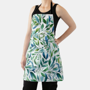 Tablier Aquarelle Motif botanique à feuilles douces