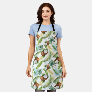 Tablier Aquarelle Motif de noix de coco tropicale