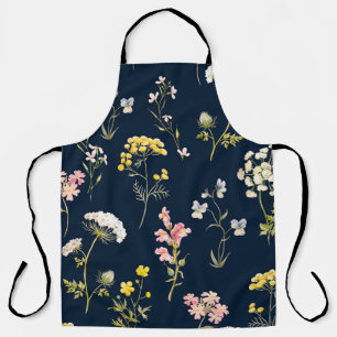 Tablier Aquarelle motif floral, main fleur délicate dr
