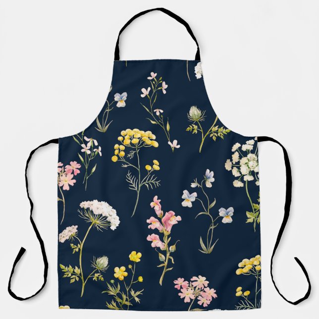 Tablier Aquarelle motif floral, main fleur délicate dr (Recto)