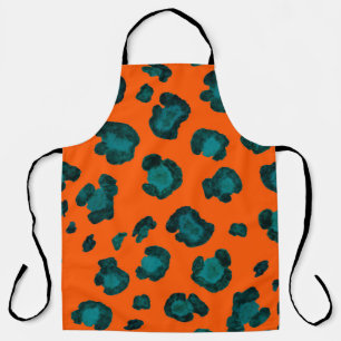 Tablier Aquarelle motif sans couture avec peau de léopard.