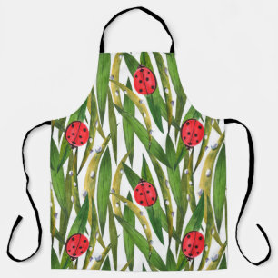Tablier Aquarelle motif transparent avec coccinelle. Contr