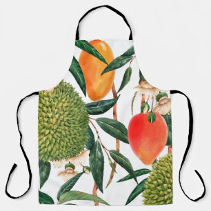 Tablier Aquarelle motif tropical, fruit durian, mangue