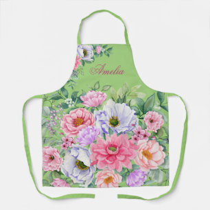 Tablier Aquarelle Pastel délicate Aparon de fleurs d'été