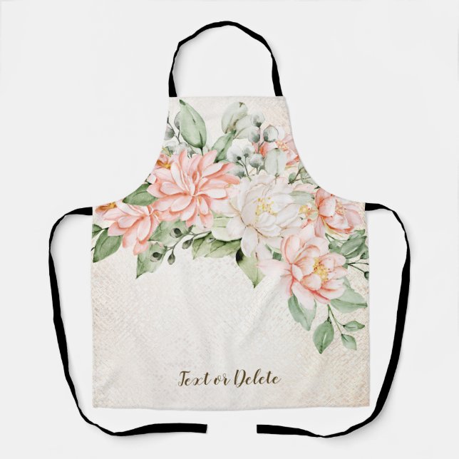 Tablier Aquarelle Pêche Fleurs blanches Élégant (Recto)