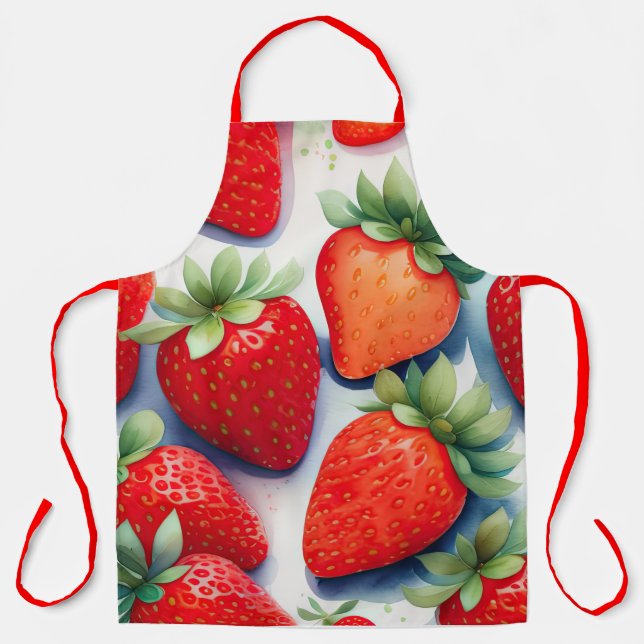 Tablier Aquarelle Peinture des fraises (Recto)