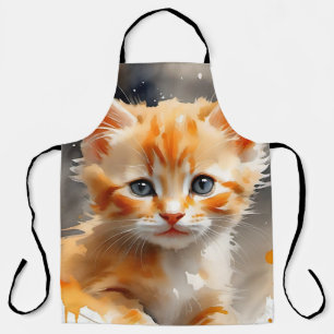 Tablier Aquarelle peinture d'un chat orange mignon