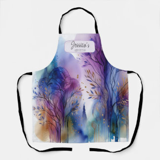 Tablier Aquarelle personnalisable Arbres Abstraits Art Stu