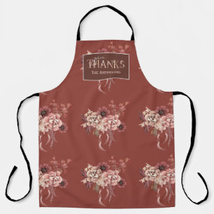 Tablier Aquarelle personnalisée Floral Thanksgiving
