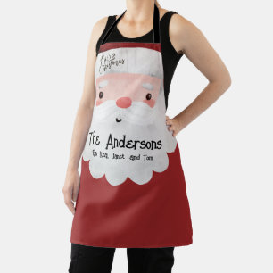 Tablier Aquarelle personnalisée Santa Claus Joyeux Noël