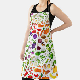 Tablier Aquarelle Rainbow Vegetables Vegetables Motif