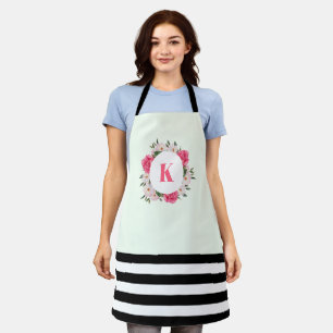 Tablier Aquarelle rose et blanc Roses Cercle de couronne