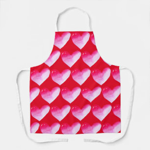 Tablier Aquarelle rose et rouge coeur pop art valentine
