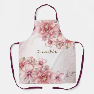 Tablier Aquarelle rose Fleurs Parties scintillant brillant