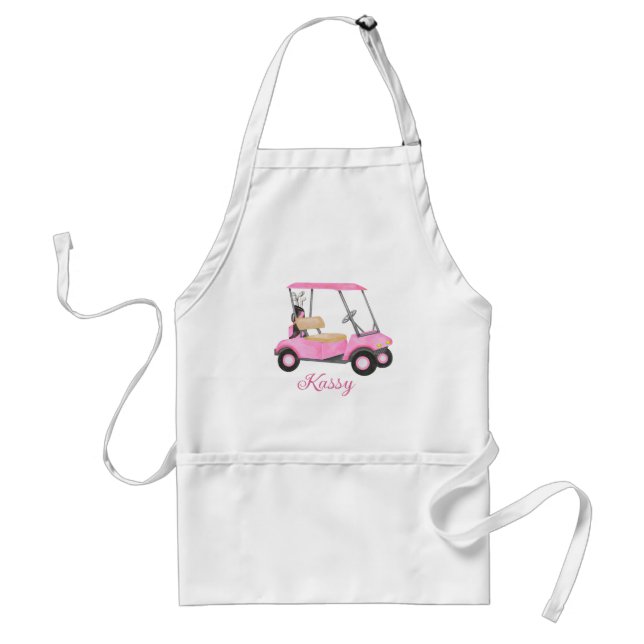 Tablier Aquarelle rose Nom personnalisé Golf Panier (Devant)