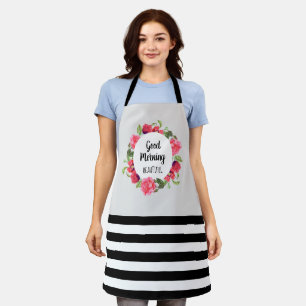 Tablier Aquarelle Rose rose et des pavots rouges Cercle de