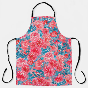 Tablier Aquarelle Rose tapisserie florale