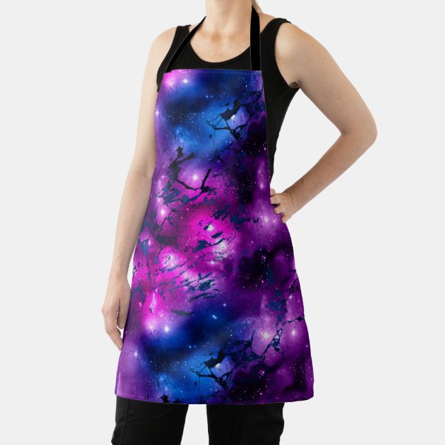 Tablier Aquarelle rose, violet et marbre bleu Galaxy (Insitu)