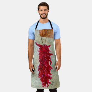 Tablier Aquarelle Rouge Chili Ristra Nouveau Mexique