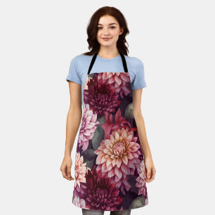 Tablier Aquarelle Rouge rose Dahlia Motif Design