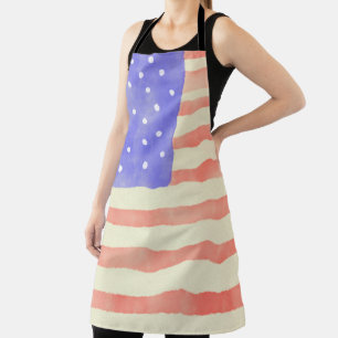 Tablier Aquarelle rustique USA drapeau américain