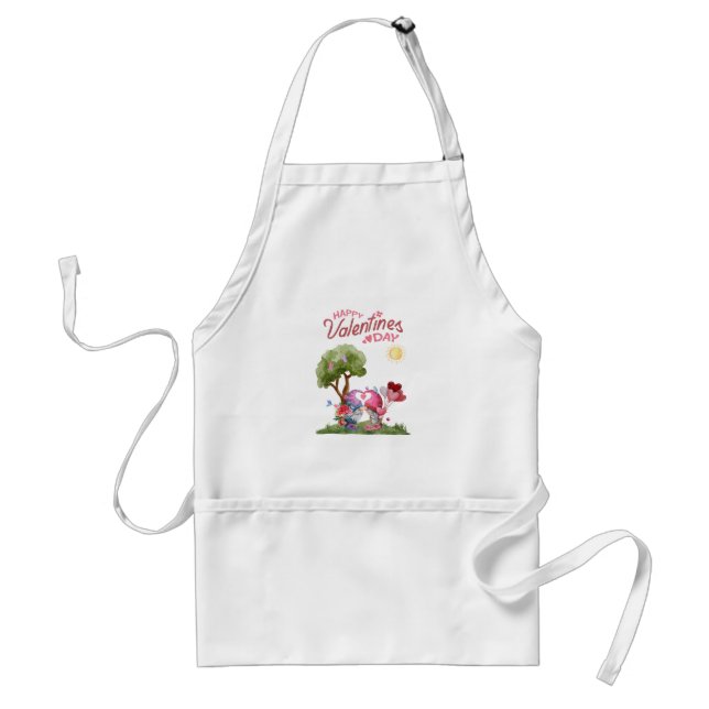 Tablier Aquarelle Saint Valentin Gnome Couple Apron (Devant)