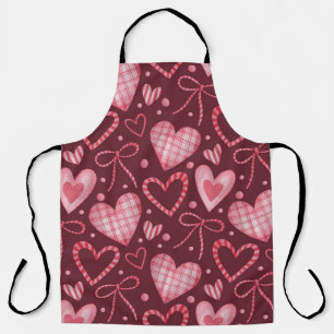 Tablier Aquarelle Saint-Valentin : rose Bourgogne