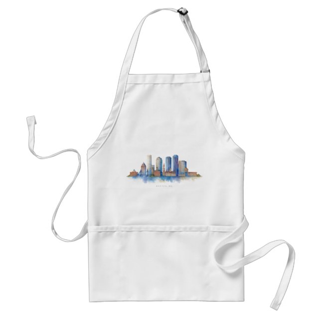 Tablier Aquarelle Skyline de Boston City | MA Boston moder (Devant)