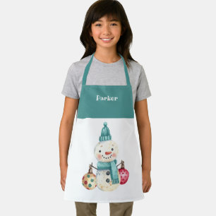 Tablier Aquarelle Snowman Ornement Motif Enfants vacances