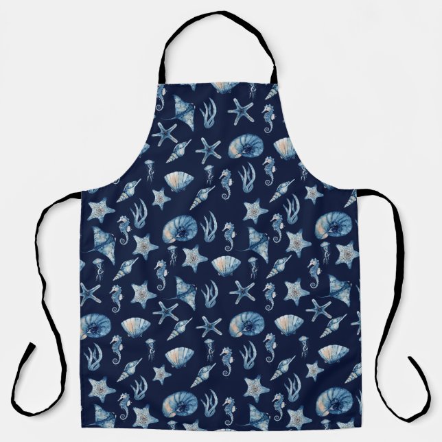 Tablier Aquarelle sous le Motif de mer (Recto)