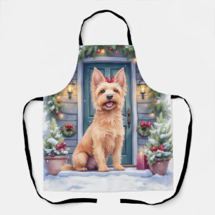 Tablier Aquarelle Terrier Soyeux Australien sur un pas de