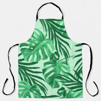 Tablier Aquarelle transparente motif avec feuilles tropica