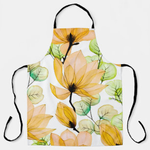 Tablier Aquarelle transparente motif avec fleurs de magnol