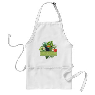 Tablier Aquarelle Tropical avec Toucan Mariage ID577
