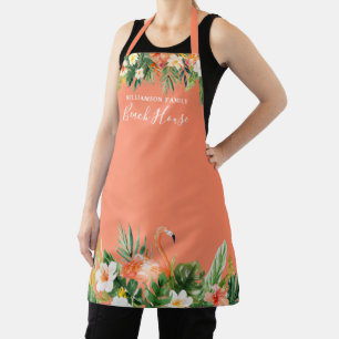 Tablier Aquarelle Tropical Coral Floral Beach House