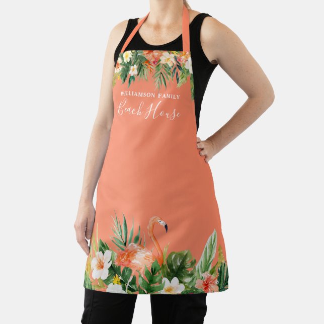 Tablier Aquarelle Tropical Coral Floral Beach House (Insitu)