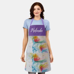Tablier Aquarelle Unicorne Peinture Purple Womans Apron