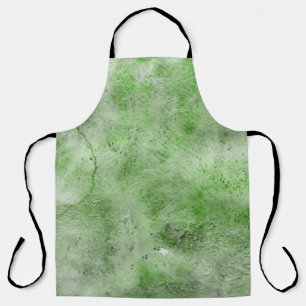 Tablier Aquarelle verte et textures papier encre sur blanc