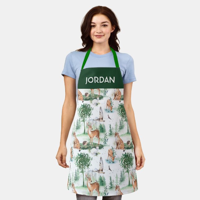 Tablier Aquarelle Woodland Baby Motif animal (Porté)