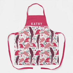 Tablier Ara Parrot Red Tropical Leaf Nom du Motif