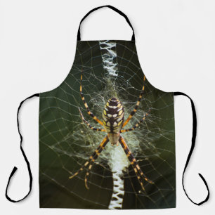 Tablier Araignée de jardin jaune sur la toile en noir