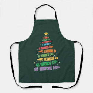 Tablier Arbre de crayon d'enseignant de Noël Lumières de X