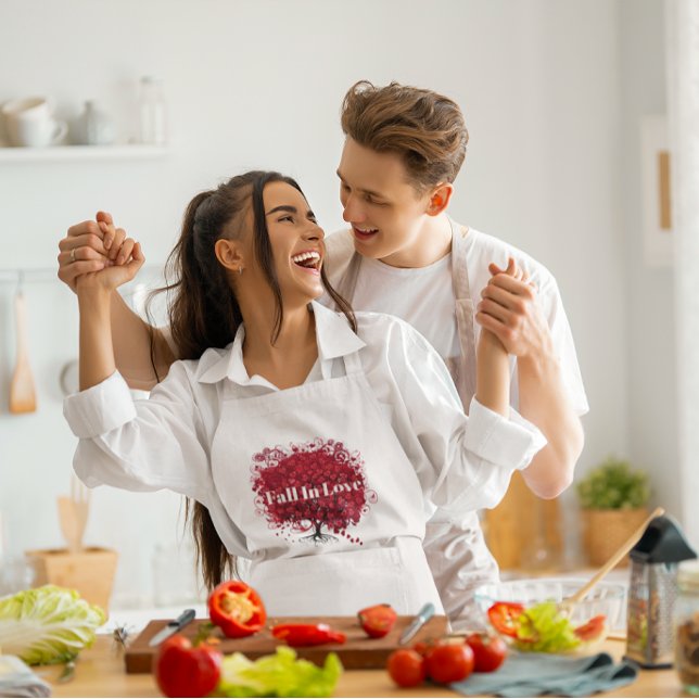 Tablier Arbre de mariage au cœur rouge feuillage (Créateur téléchargé)