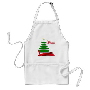 Tablier Arbre de Noël avec ruban rouge